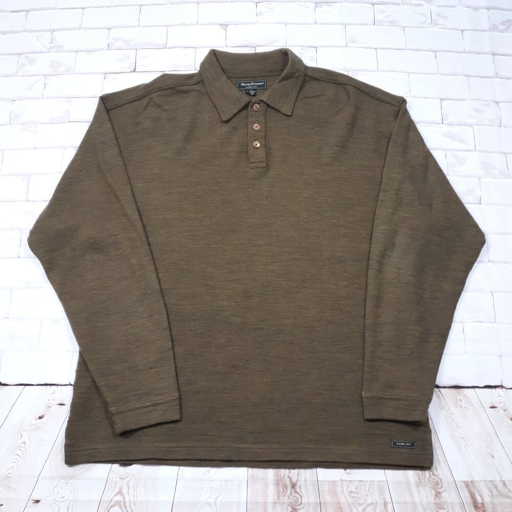 Tommy Bahama Merino Wool Sweater Mens Size Large Island Soft Polo Style Collared